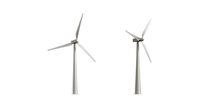 wind turbine electric power isolated on white background .PNG