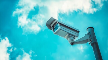 Modern CCTV Camera Concept with Low Poly Wireframe Design
