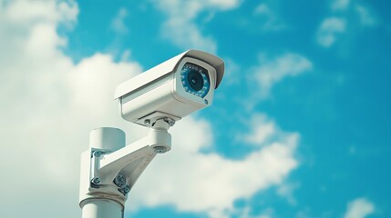 Modern CCTV Camera Concept with Low Poly Wireframe Design
