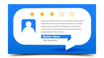 Modern blue testimonial or review horizontal banner design
