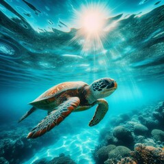 Fototapeta premium A Turtle’s Ocean Voyage