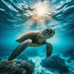 Fototapeta premium The Elegance of an Underwater Traveler