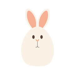 Minimalist cute Easter bunny with an egg-shaped body. Simple pastel vector illustration, perfect for greeting cards, nursery art, holiday decorations, and kids products.