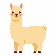 Cartoon cute alpaca.Suitable for children's books, sticker, mascot, logo. Vector illustration on white background