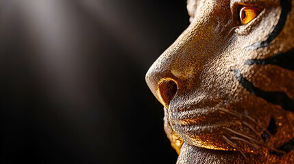Detailed profile image of a tiger with orange colored eyes