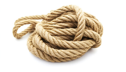 Fototapeta premium Hemp rope on white background. Organic material