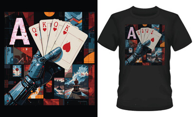 AI Never Bluffs, gambling, vintege designs, T-shirt
