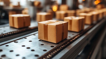 Packages moving along a conveyor belt in a busy warehouse, showcasing efficient logistics operations (2)