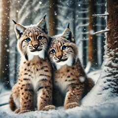 Fototapeta premium Frosty Whiskers and Snowy Paws