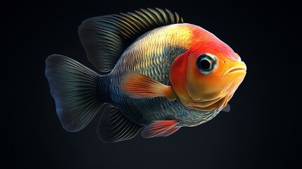 Colorful fish, aquatic, studio, dark background, aquarium