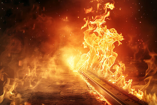 temperature animation, an overheated thermometer with the top exploding clip art style