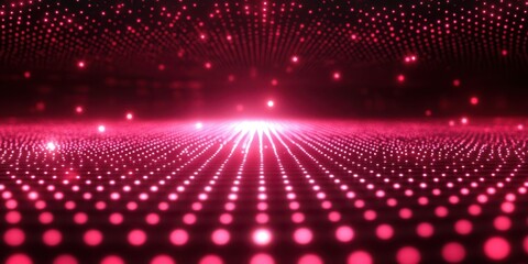 Vibrant pink digital landscape with glowing dots creating an immersive visual experience at night