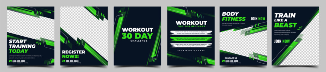 Gym and workout banner template with an 4:5 aspect ratio. Usable for social media post, story, cover, and banner