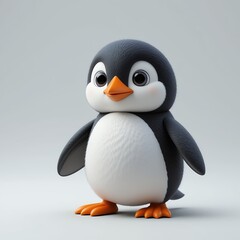 Fototapeta premium Cute Cartoon Penguin Adorable Baby Penguin D Render