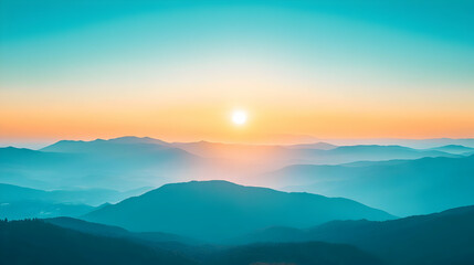 Sunrise Over Teal Mountains