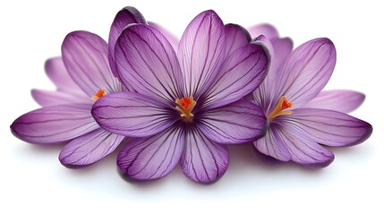 Purple Crocus Blooms Isolated on White