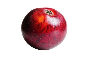 Obraz premium Vibrant red fruit displayed on a white background, showcasing its glossy skin and unique texture while emphasizing freshness