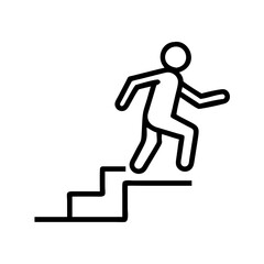 Climbing stairs icon depicting movement towards goals, motivation concept
