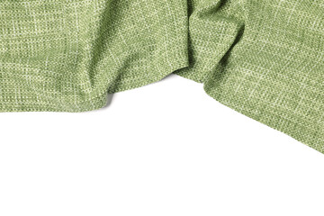 Green tablecloth isolated on white, top view