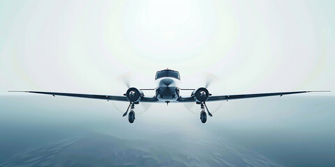 Classic Propeller Plane in Motion Against Soft Light
