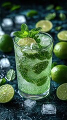 Fototapeta premium Refreshing mojito cocktail a vibrant burst of flavor and freshness