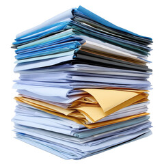 Large Stack Of Documents And Papers Isolated On A Transparent Background