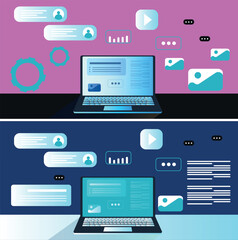 Marketing illustrations. Business activities. Modern deep machine learning technology. Flat vector illustration	
ration