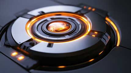 Futuristic Technology Interface: Glowing Orange Core
