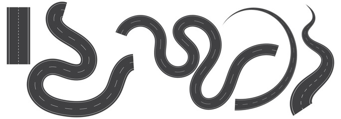 Seamless road with different road markings. Asphalt road. Road, street with asphalt. Straight highway.