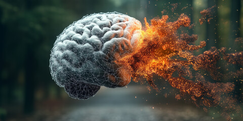 A striking fusion of human intelligence and artificial technology—one half a natural brain, the other a glowing digital network. A perfect balance between organic thought and advanced AI, symbolizing 