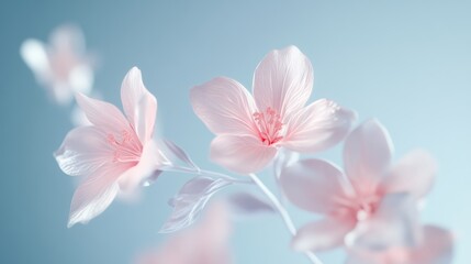 Pink flowers on a blue background