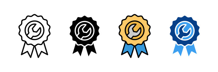 Warranty Badge Icon Set Multiple Style Collection