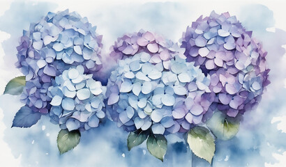 Fototapeta premium watercolor flowers on a blue background