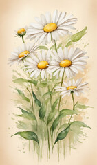 Fototapeta premium watercolor bouquet of daisies