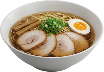 Traditional Japanese ramen with pork and egg