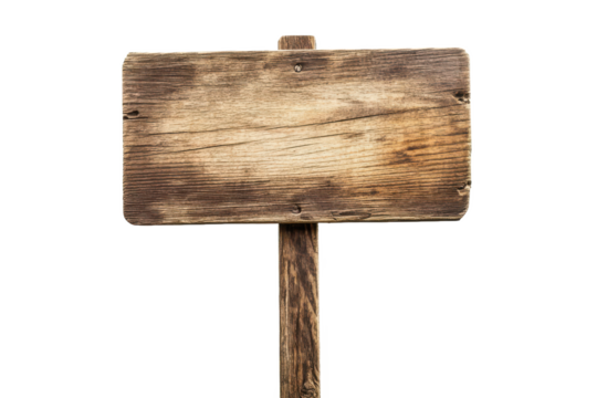 an old wooden sign on a white background