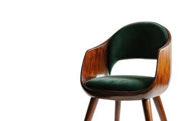 Stylish wooden chair with green upholstery in modern interior design setting for contemporary living spaces