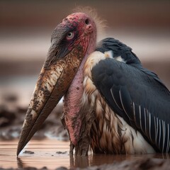 Obraz premium Muddy Marabou Portrait