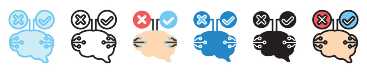 Fuzzy Logic multi style icon set. use for modern concept, print, UI, UX kit, web and app development. Vector EPS 10, related to artificial intelligence, technology theme.