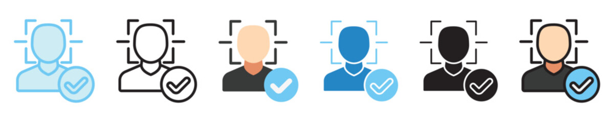 Image Recognition multi style icon set. use for modern concept, print, UI, UX kit, web and app development. Vector EPS 10, related to artificial intelligence, technology theme.