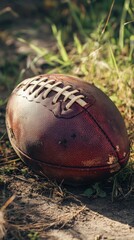 Ballon de rugby sur le sol