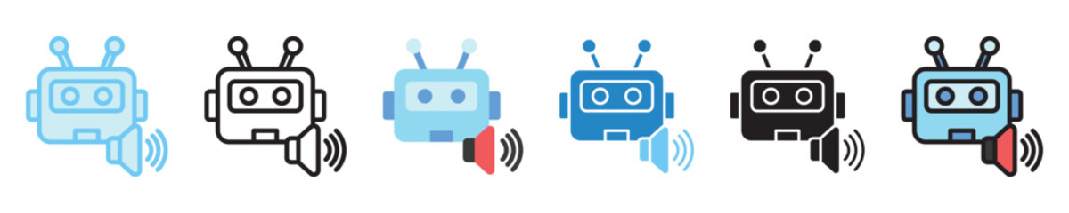 Speech Recognition multi style icon set. use for modern concept, print, UI, UX kit, web and app development. Vector EPS 10, related to artificial intelligence, technology theme.