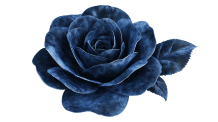 Blooming blue rose with transparent background representing elegance and beauty