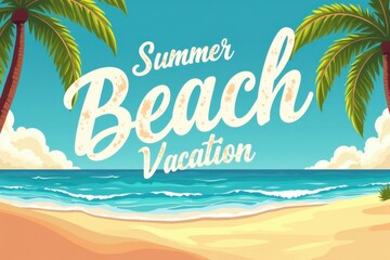 Fototapeta premium Summer beach vacation poster for sunny relaxation