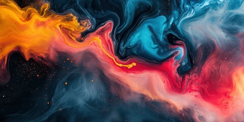 Colorful abstract swirl of vibrant hues and textures in motion