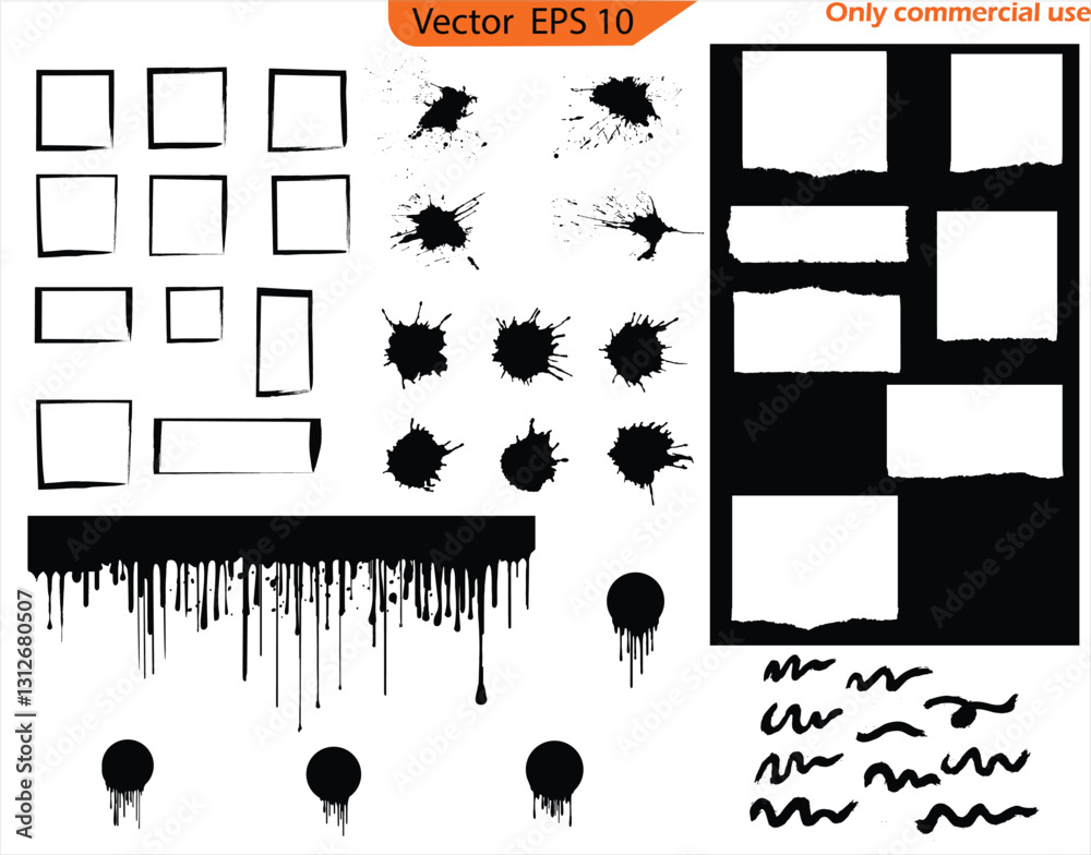 Wall mural vector illustration of an abstract background with blots. set of grunge banners with ink splashes. b