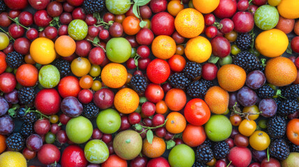 Vibrant assortment of fresh berries and citrus fruits