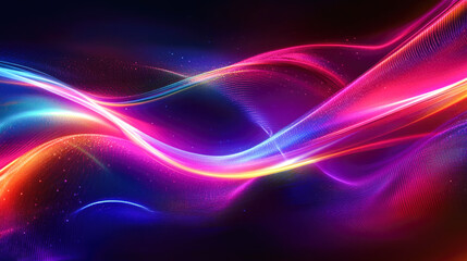 Obraz premium Vibrant rainbow waves of light in abstract digital art
