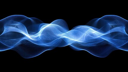 Abstract Blue Wave Energy Flow Digital Art