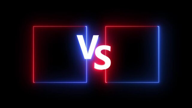 VS versus bars neon animated versus vs bars neon multilayer co op team with smoky black background. A dynamic "VS" icon features bold, contrasting letters with sharp edges.